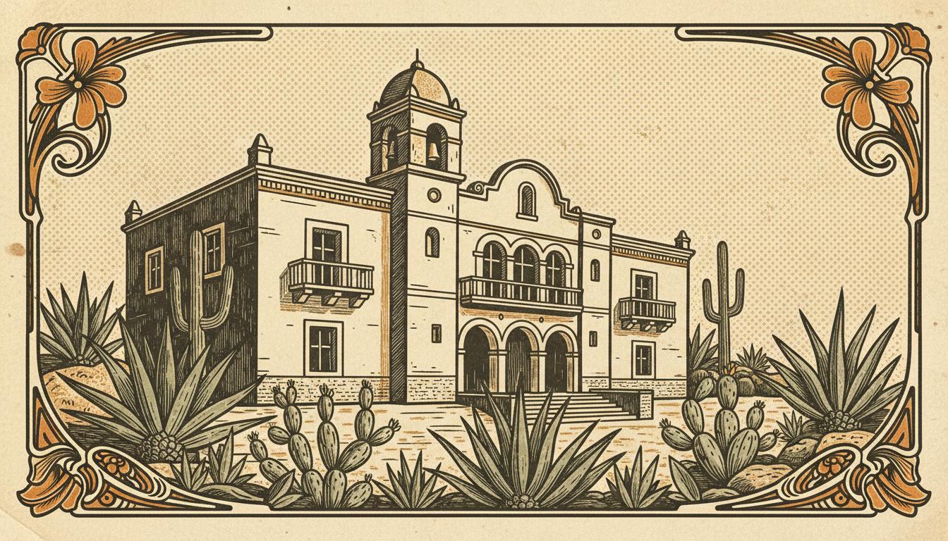 Ilustracion editorial de escuela mexicana colonial